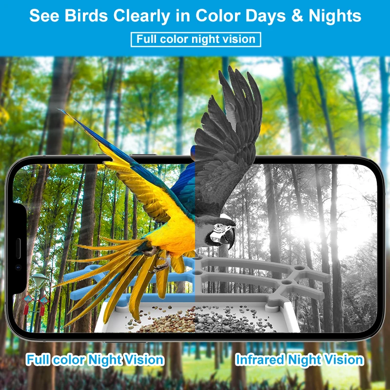 Smart Bird Videos Motion Detection Camera with Solar Panel Wifi Wireless 4MP HD Bird Watching Camera Auto Capture Bird Feede