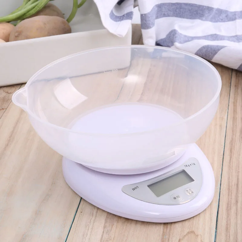 Small Scale Digital Food Weighing Scale Bowl Household Weight Measuring Scale With Tray
