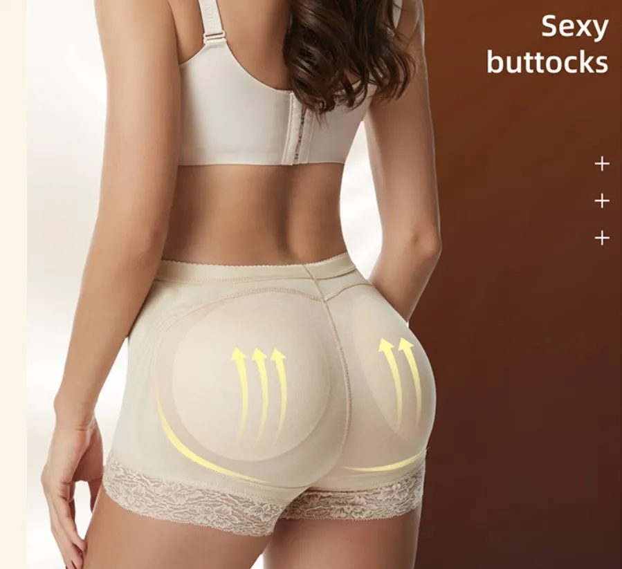 Women Shapers Plus Size Butt Pads Enhancer Panties Lace High Waist Fake Ass Padded Female Panties