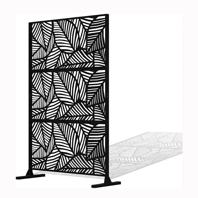 JH-Mech Privacy Screen and Panels with Freestanding 6 FT Tall Decorative Laser Cut Metal Garden Screens for Office Room