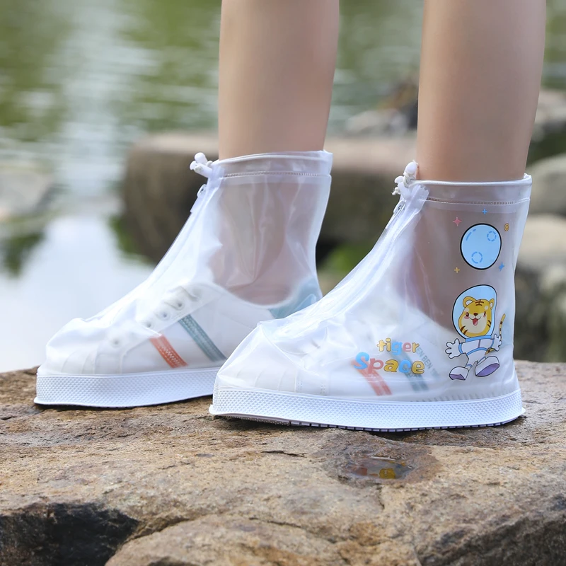 Portable Rain Shoe Covers For Children To School Cycling Shoescover Animal Cartoon Waterproof Shoe Cover