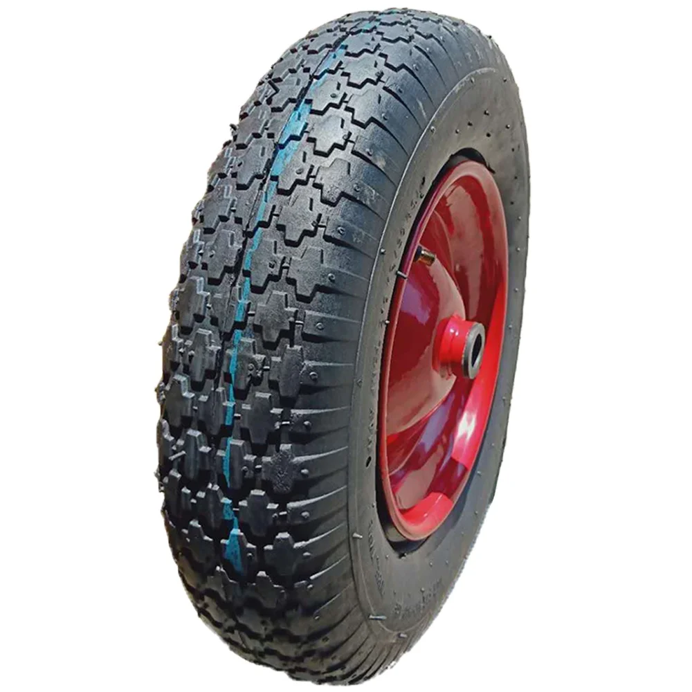 Good quality Red wheelbarrow trolley pneumatic rubber wheel 400-8 2PR for Poland Market