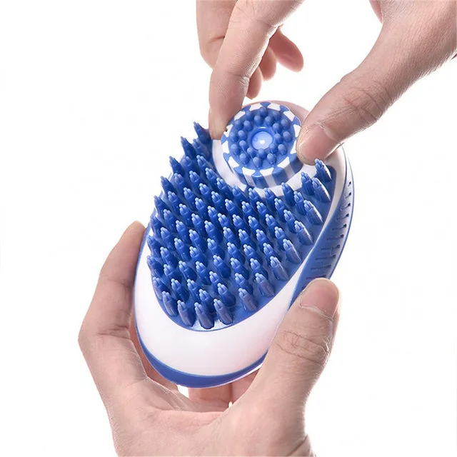 Dog Cat Bath Brush 2-in-1 Pet SPA Massage Comb Soft Silicone Pet Shower Hair Grooming Cmob Dog Cleaning Tool Pet Supplies