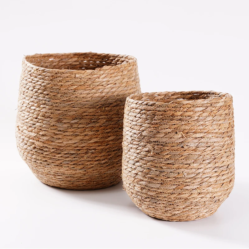 Chenju  Straw Rope Woven Basket For Storage With Handle seagrass Storage basket