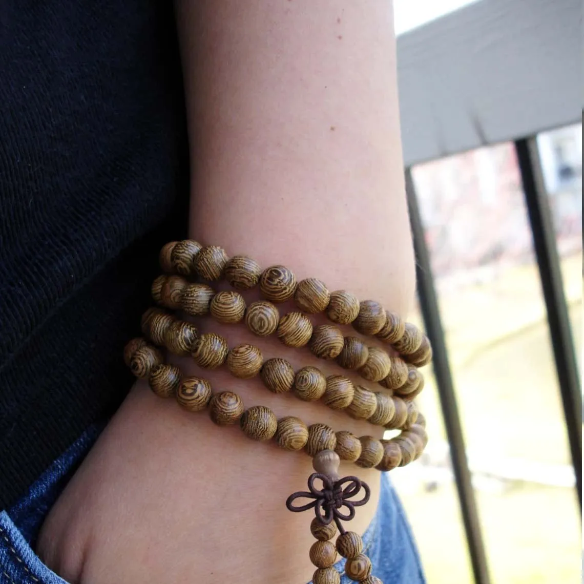Natural Sandalwood Prayer Wood Beads Bracelet Tibetan Buddha Yoga Meditation Healing Wrap 108 Mala Beads Necklace Bracelet