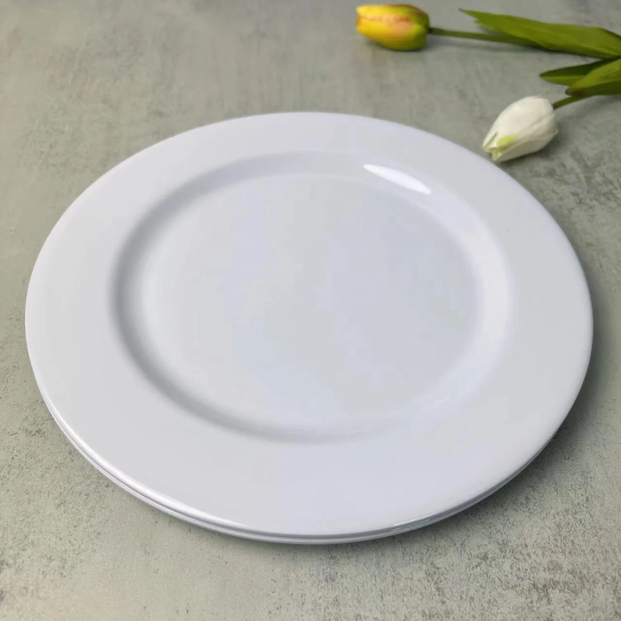 Wholesale custom  melamine unbreakable  white plates restaurant  dinnerware for catering