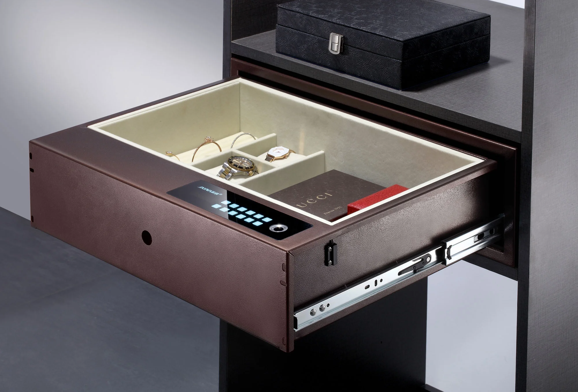 Jayna High Quality Digital Lock Safe Mocha Fingerprint Lock Box 2019 Home Hotel Office Bank Carton Box Iron G06004A-1 CN;GUA