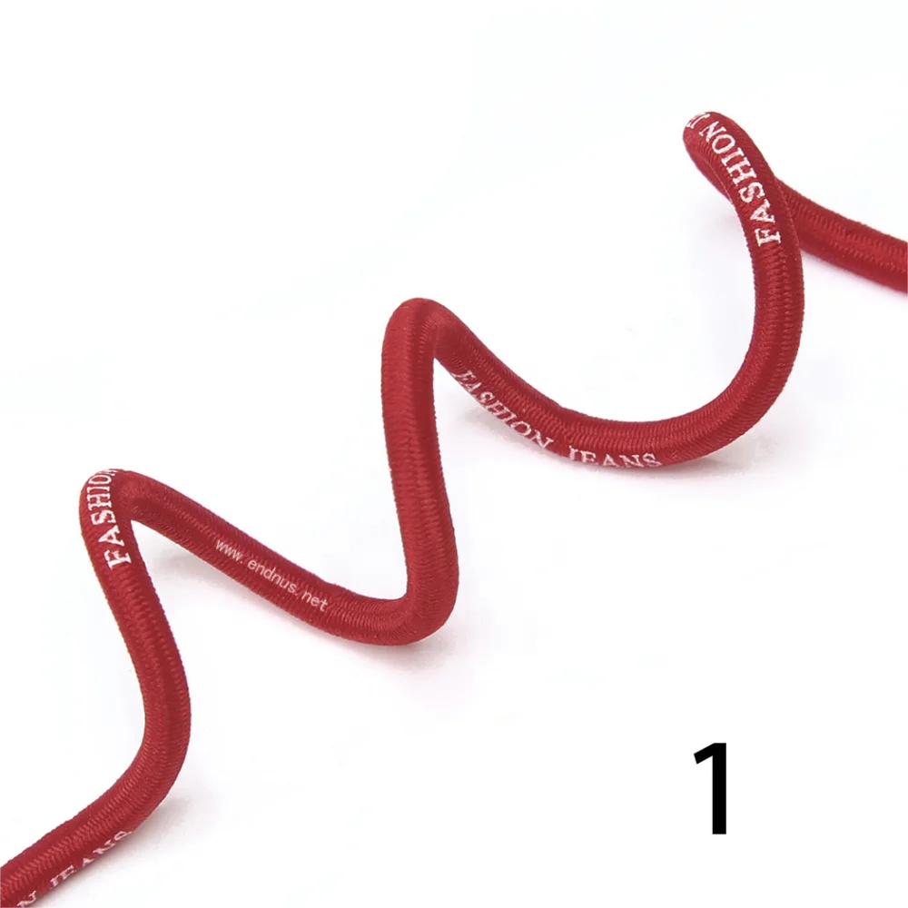 Custom Design Printed Logo Round Elastic Bungee Ropes Polyester Braided Shock Cords