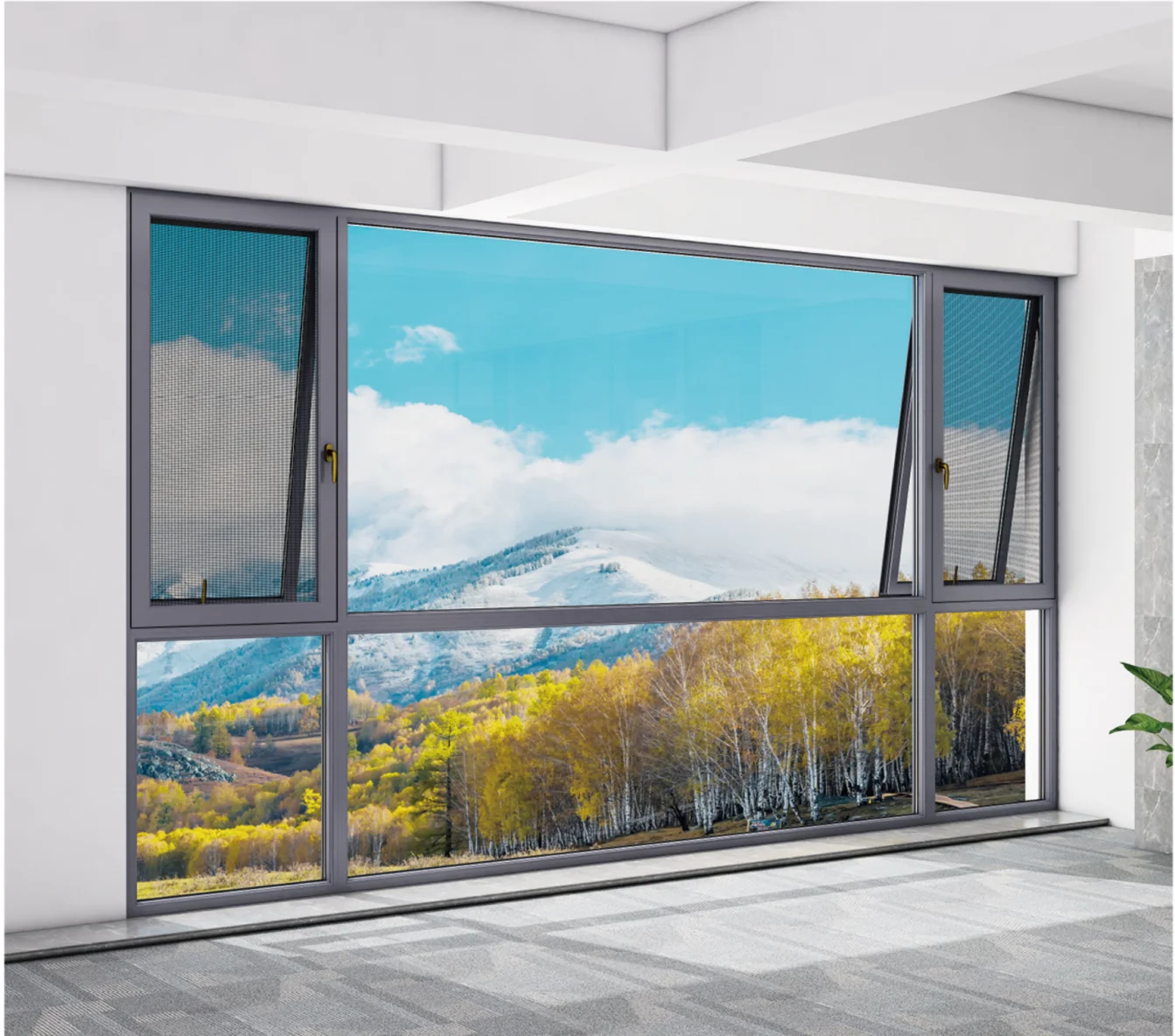 Звукоизоляционные окна с алюминиевой рамой из закаленного стекла