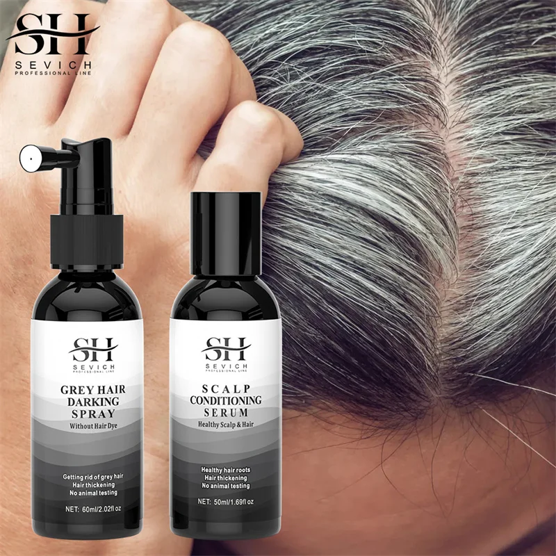 Hot Selling Best Herbal Gray Hair Darkening Treatment Mint Oil Nourish Hair Roots Cream Gray Hair White To Black Spray