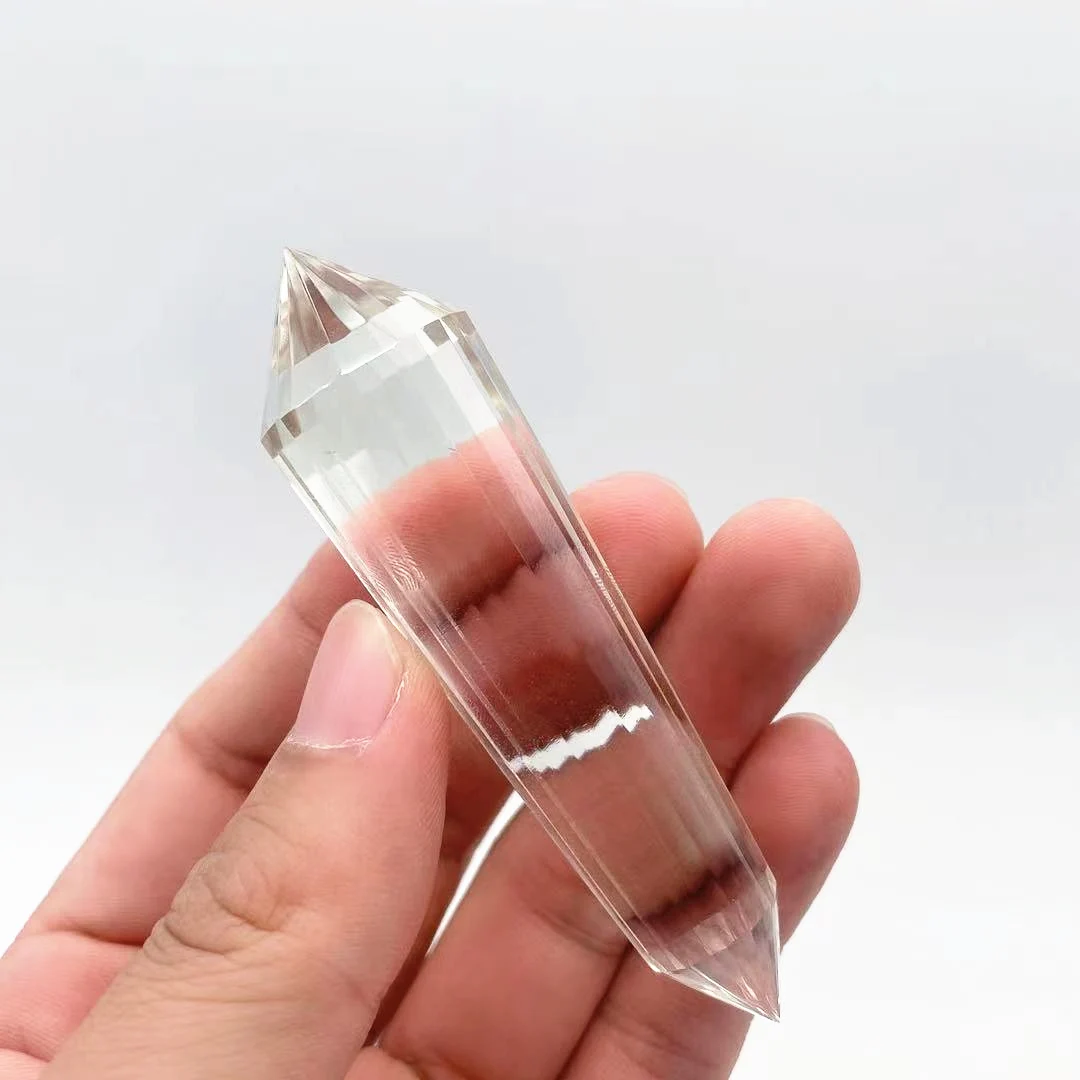 High Quality 100% clean Natural Vogel Clear Quartz Crystal 24 sides Points Healing Wands for Decoration