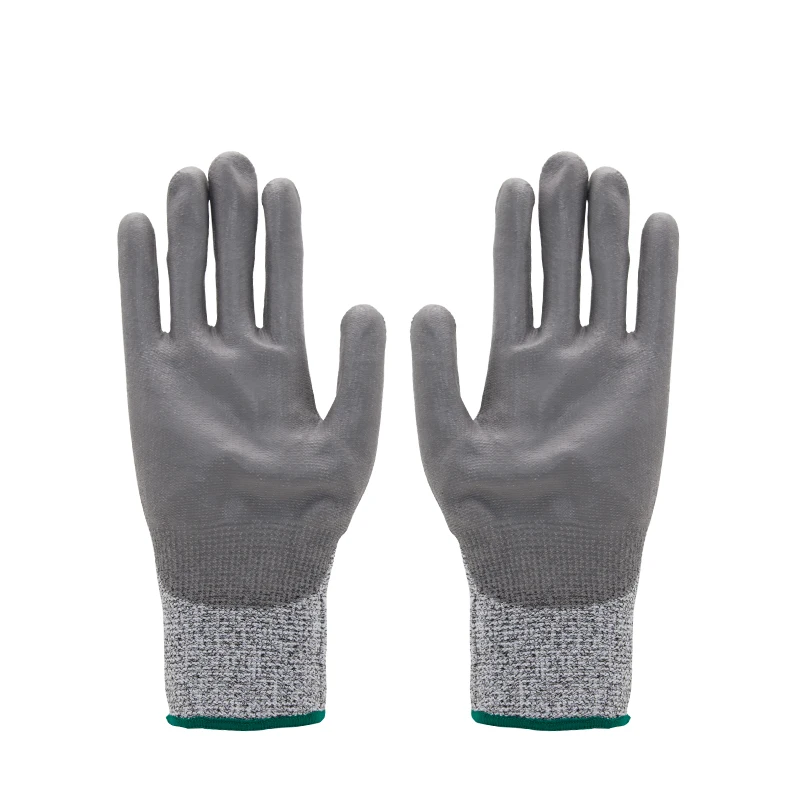 Cheap 13-gauge Ce Level 5 Protection Hppe Knitted Fiber With Pu Coat Cut Resistant Gloves