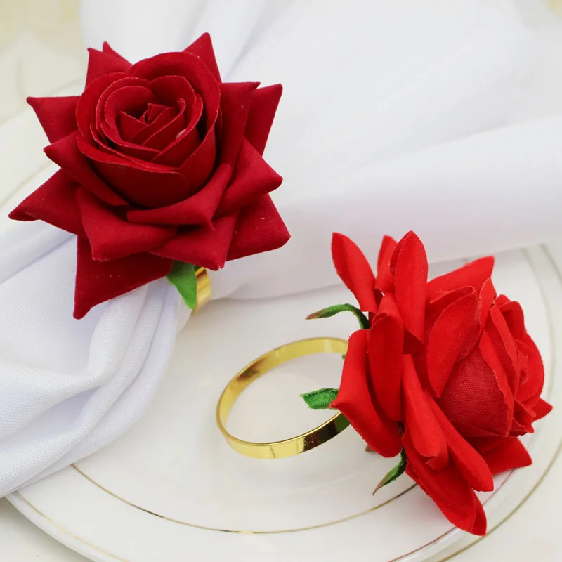 Wholesale hot selling amazon luxury handmade fancy bismillah agave napkin ring rose flower pearl modern easter wedding ramadan