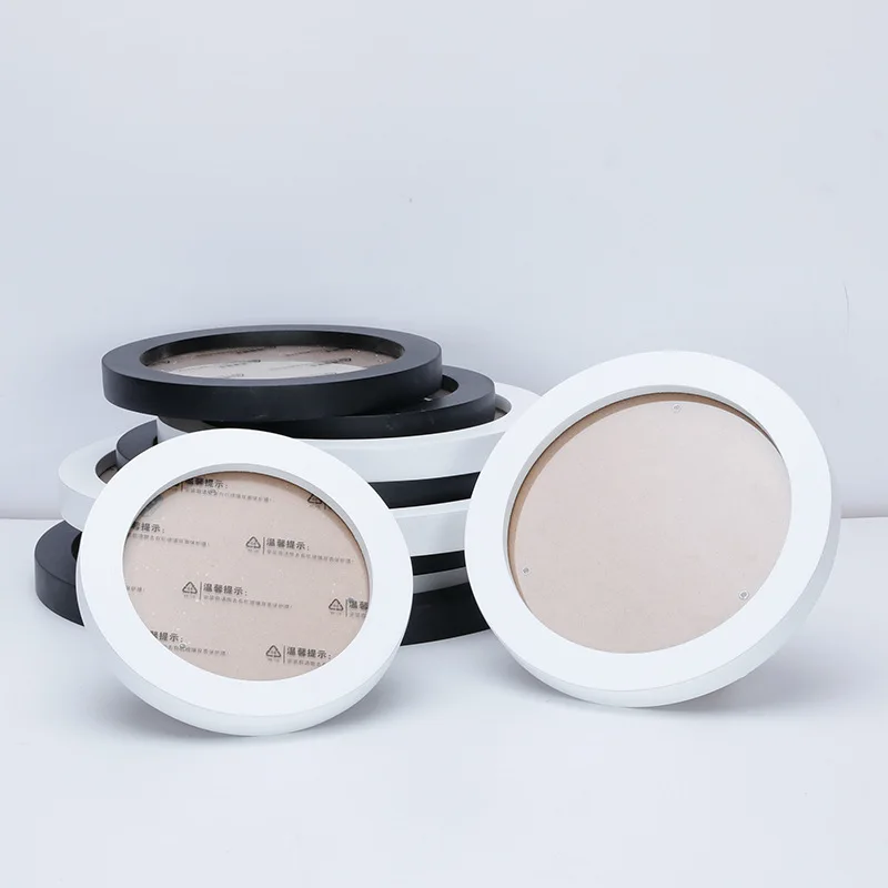 Black Wooden Corner Mini Round Picture Photo Frame For Home Decor