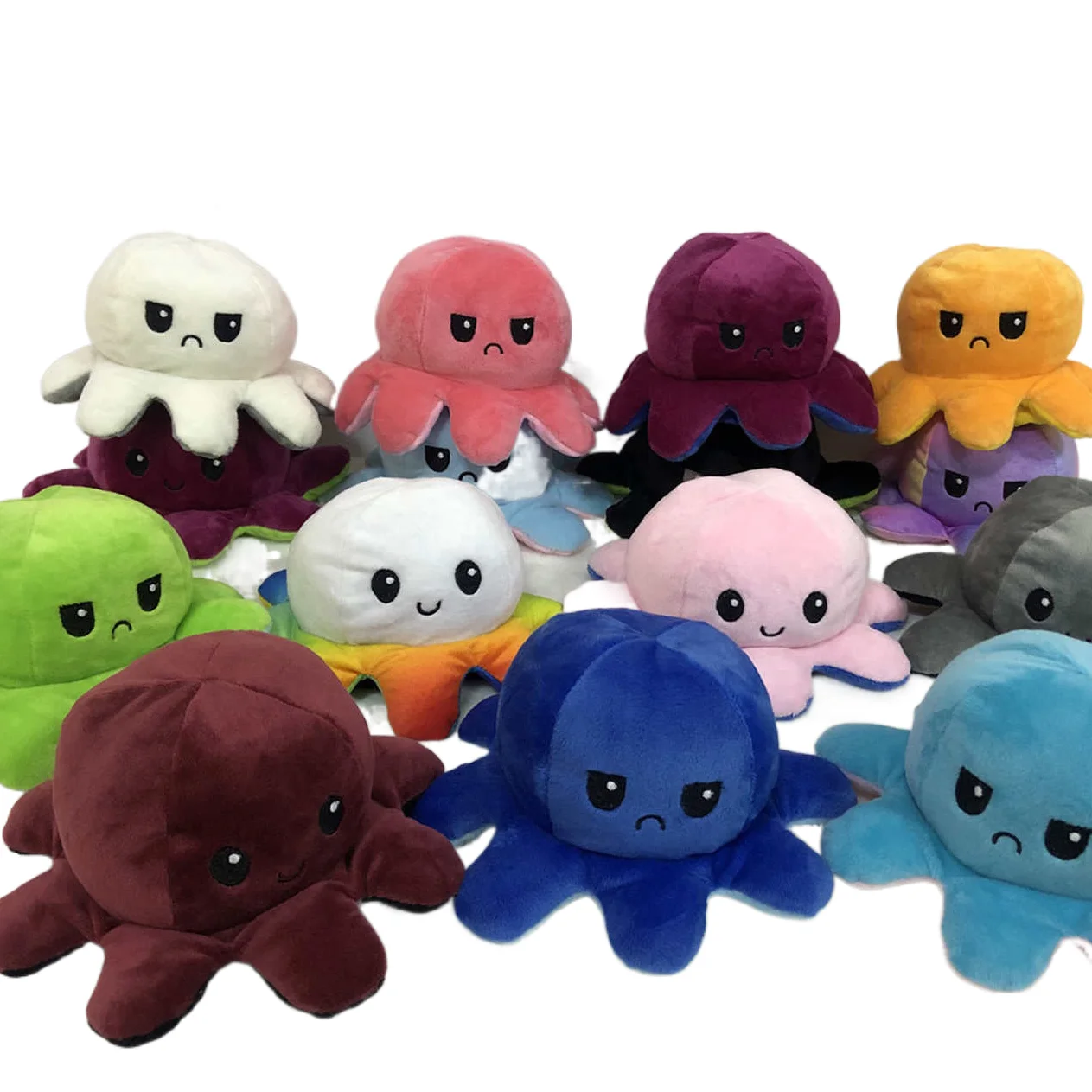 Super Soft Stuffed Octopus Flip Doll Double Sided Plush with 20cm Height New Expression Wedding Occasion Washed