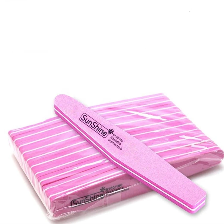 Wholesale 10pcs/Set Customized With Logo Pink Sponge Nail File Manicure And Pedicure Tool Double Sides Rhombic Nail File