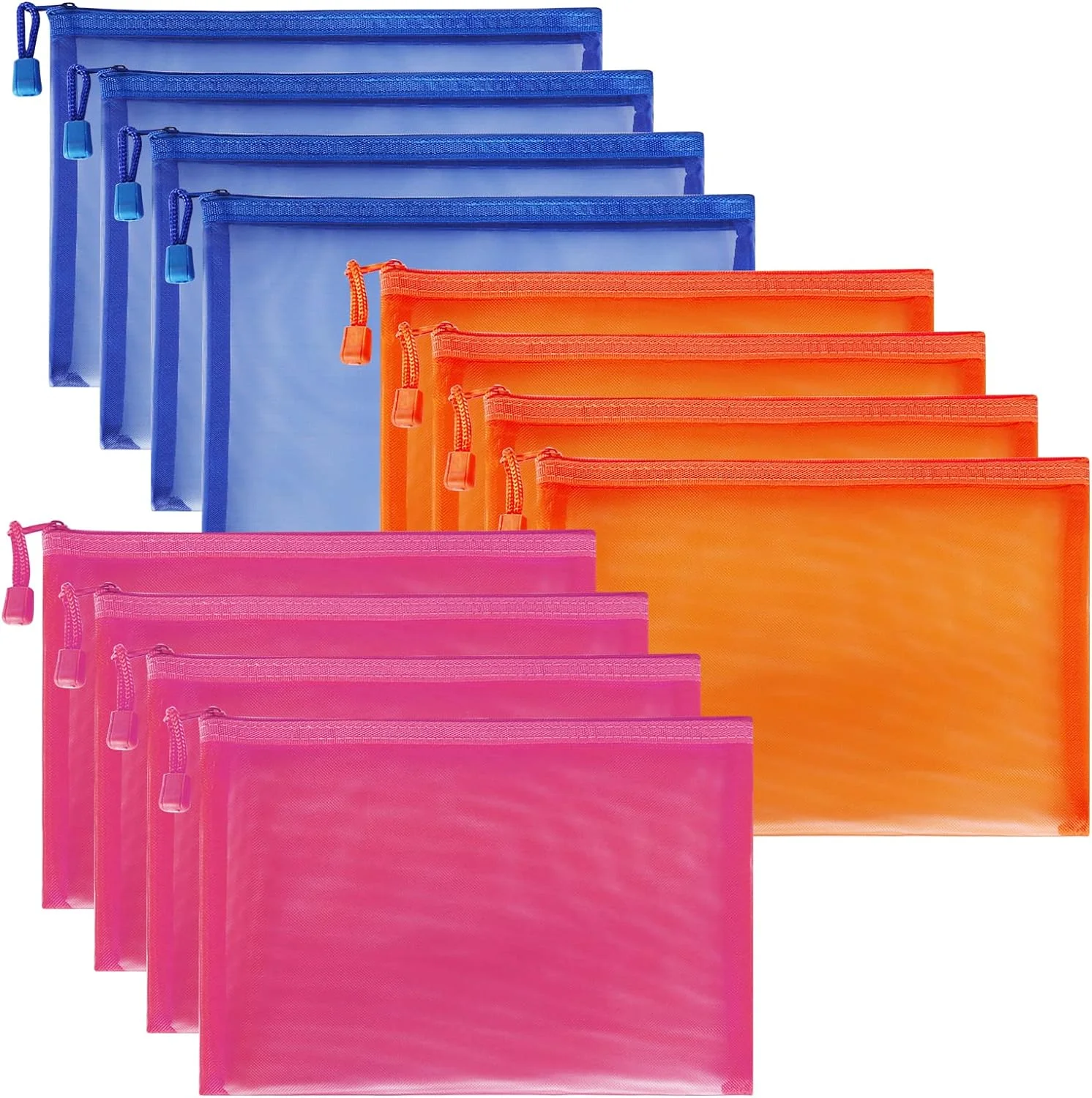 Pvc mesh bag Custom Label Transparent Nylon Mesh Zip File Stationery Bag  Pen Packaging Bags For Travel