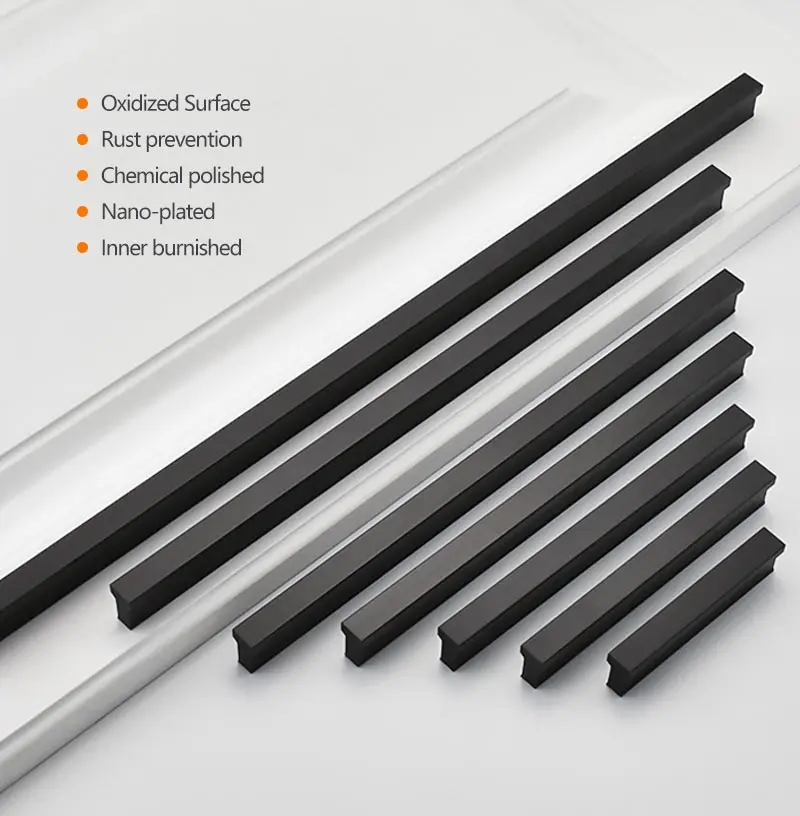 Furniture Hardware Cupboard T Bar Cabinet Door Aluminum Profile Pulls Modern Brushed Gold Black Knobs Kitchen Drawer Handles