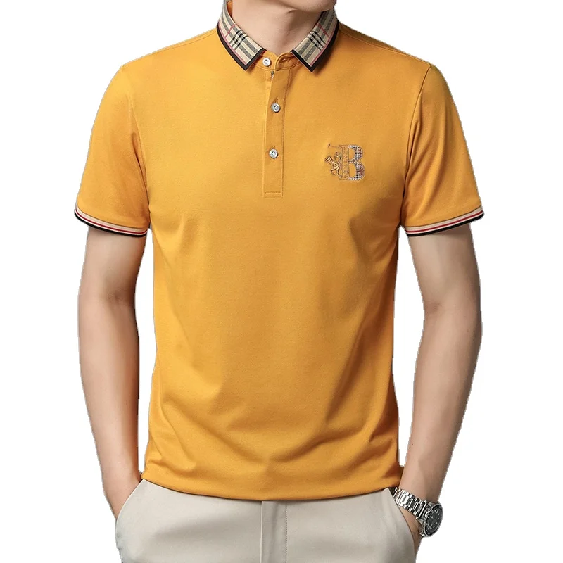 High quality 100% cotton brand design embroidery casual white/black men two-tone polo shirt