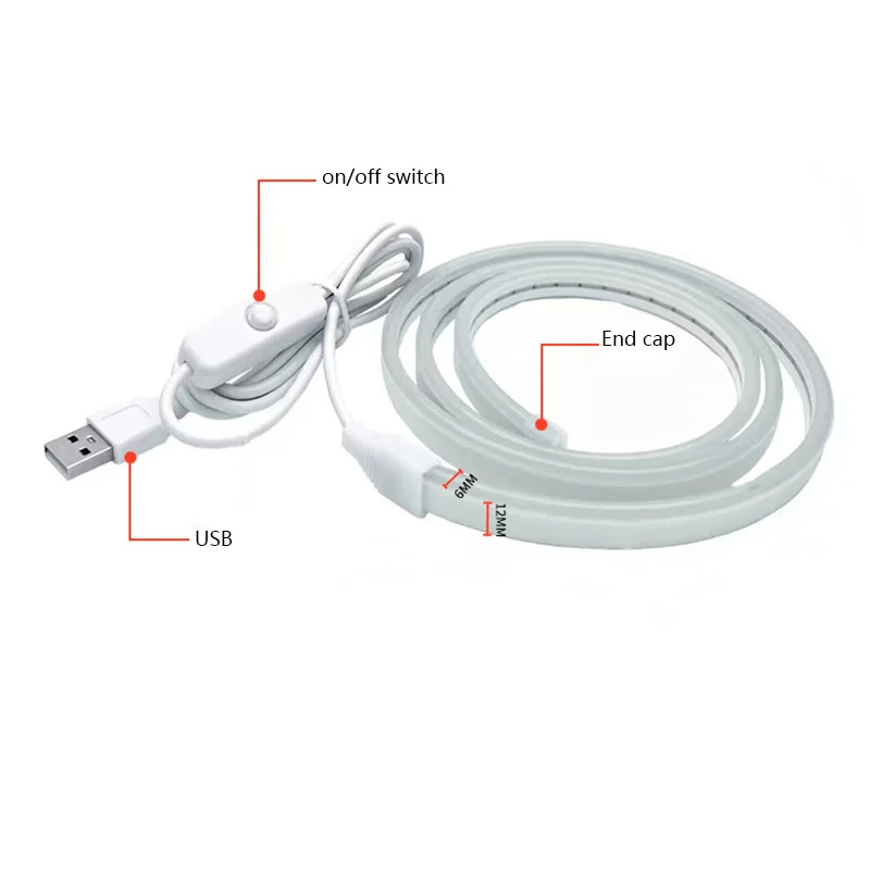 5V low voltage neon led light bar with USB and 501 button switch waterproof IP68 silicone led strip lighting