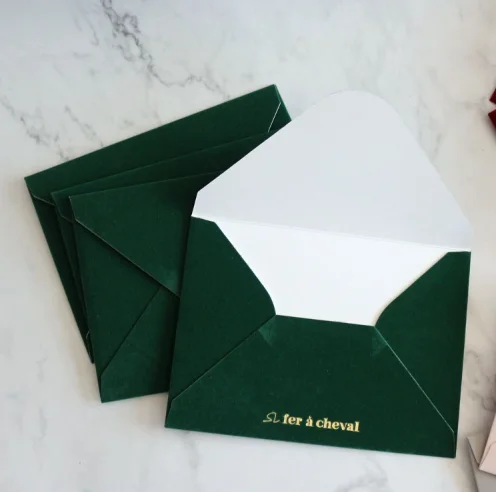 Custom gold foil incense envelope package velvet paper envelope for  invitations wedding gift wedding envelope