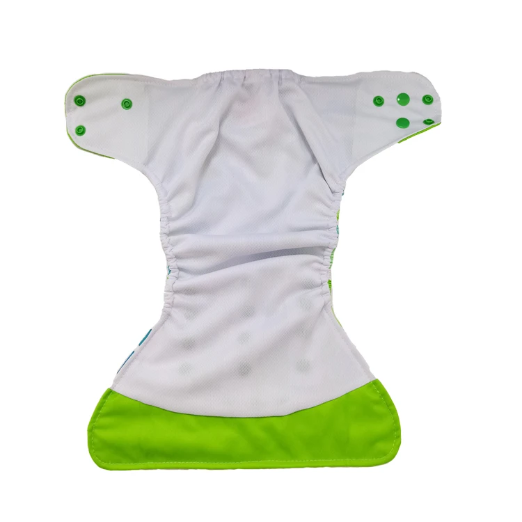 New style reusable baby bamboo cloth diapers solid green leaves 100% polyester cotton aio double leak guard washable baby diaper