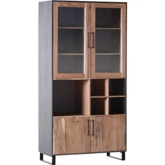 Industrial and Vintage Living Room Furniture Iron Metal & Old Sheesham wood 4 door living room Cabinet