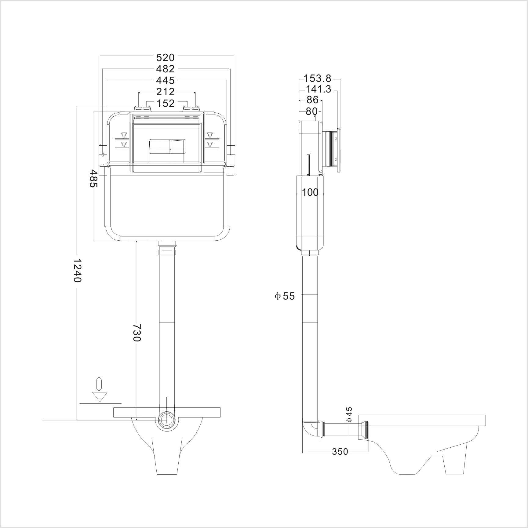 Concealed Cistern Wc Bowl Closet Wall Hung Toilet Dual Flush Concealed Plastic Cistern Float Valve With Metal Frame