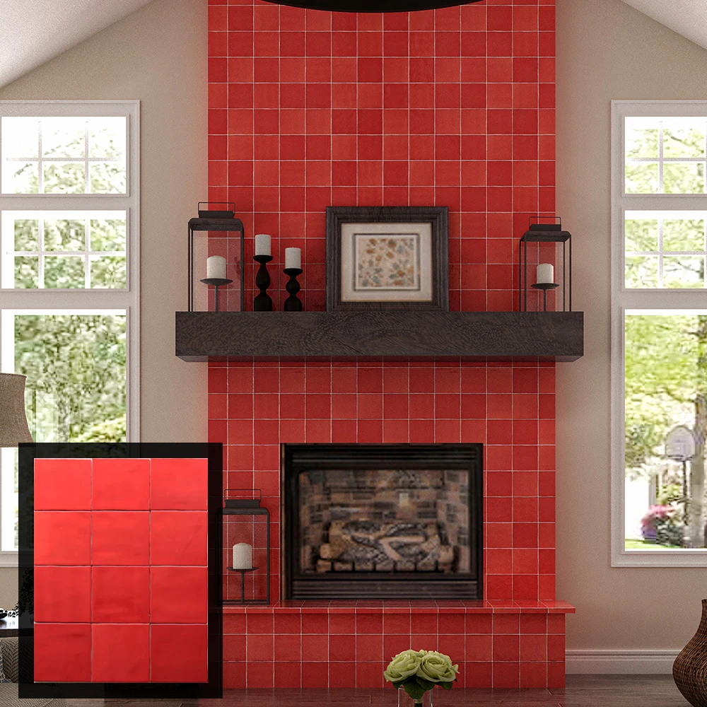 Modern Classic Red Color Wall Tiles Apartment Interiors Classic Style Borders Accents Heat Insulation Antibacterial Firebrick