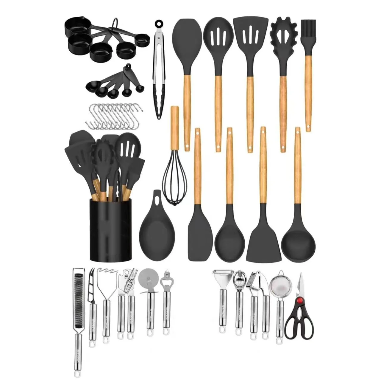 Cooking Utensils Set- 44 PCs Kitchen Utensils with Grater,Tongs, Spoon Spatula &Turner Made of Heat Resistant Food Grade Silicon