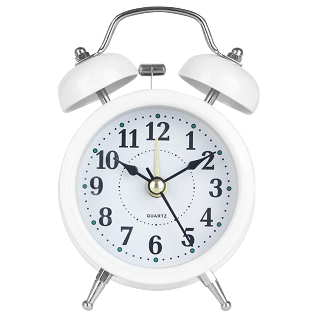 3 inch Twin Bell Alarm Clock Metal Frame 3D Dial with Backlight Night Light Desk Table Clock for Home Office