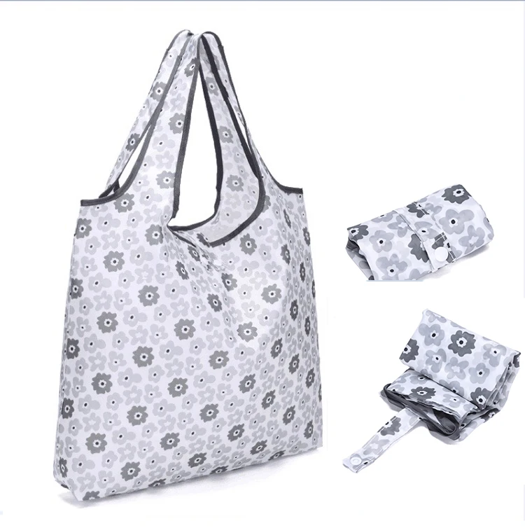 Reusable Storage customize reusable foldable folding tote polyester rpet shopping bag