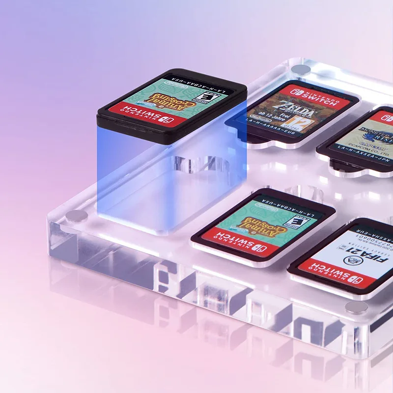 Clear Acrylic 6 Cartridge Slots Game Card Holder Storage Box Case for Nintendo Switch Protective Shockproof Display Cabinet