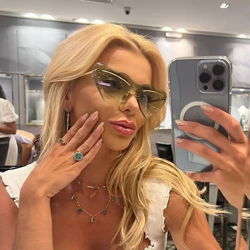 2023 New Rimless Cut Edge Love Sunglasses Stylish Heart Shaped Sunglasses Tide Glasses Trendy Wholesale Women Men Eyewear