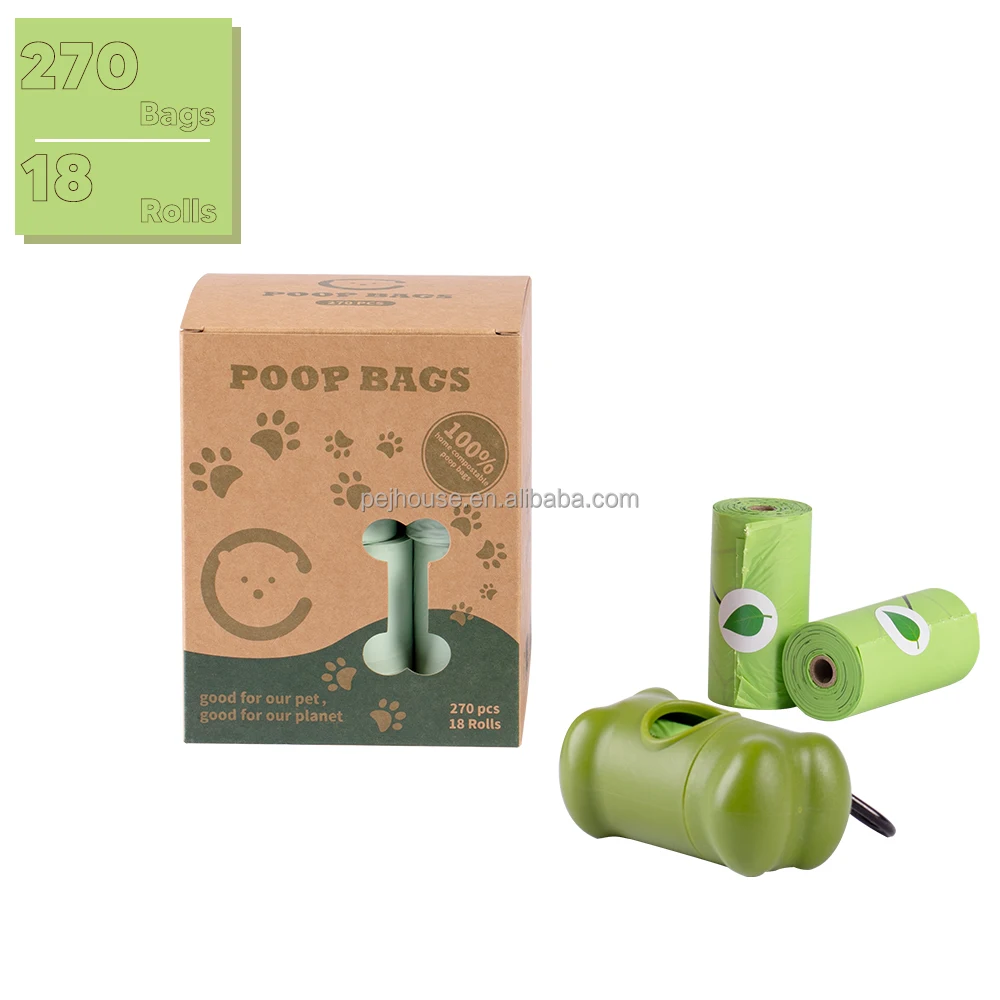 Biopet Amazon Hot Sale Custom Extra Thick 18rolls 270bags Scented Ecofriendly 100% Compostable Biodegradable Pet Poop Bags