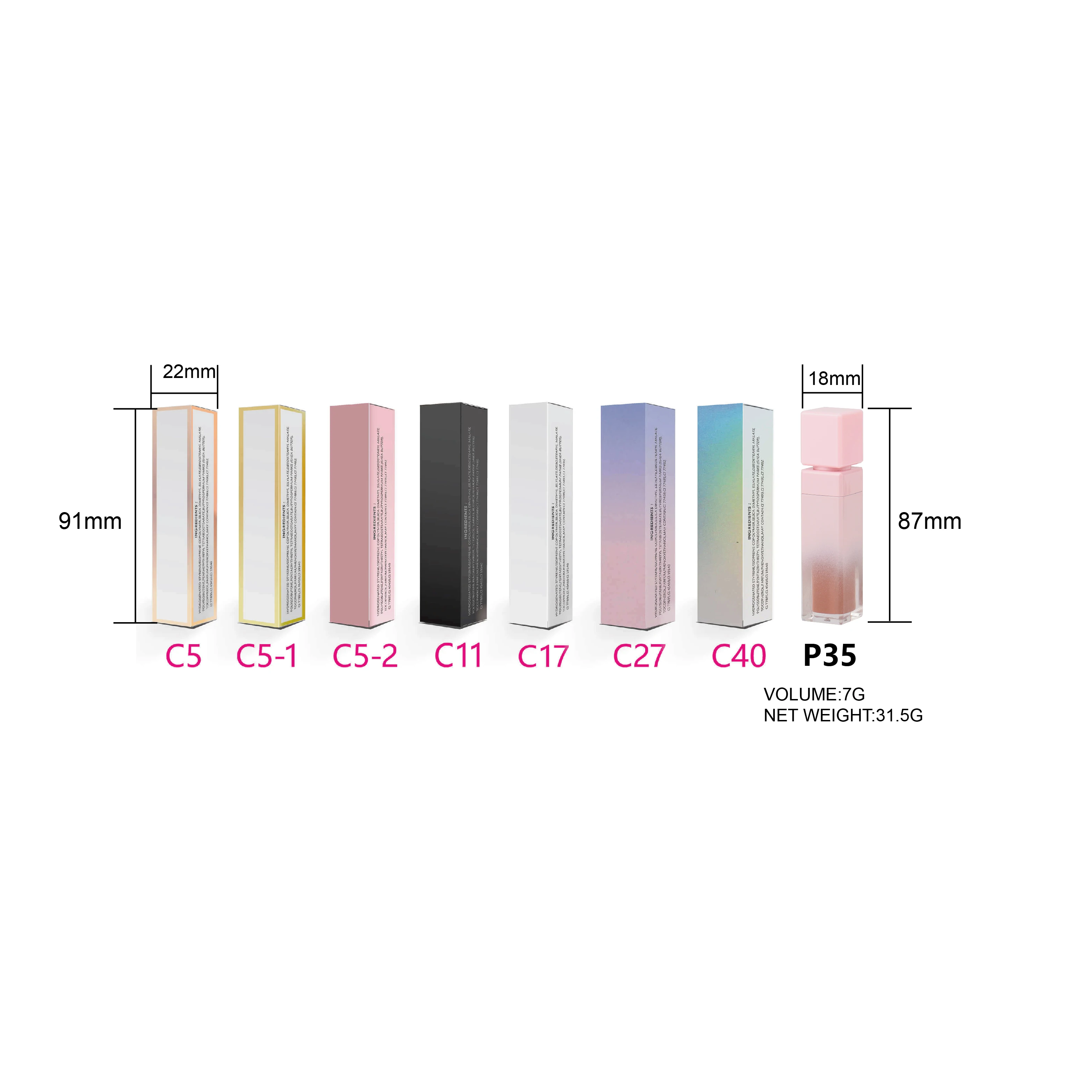 Luxury cute square pink gradient lip gloss tubes P35 with hot selling lipstick wholesale private label lip gloss vendor