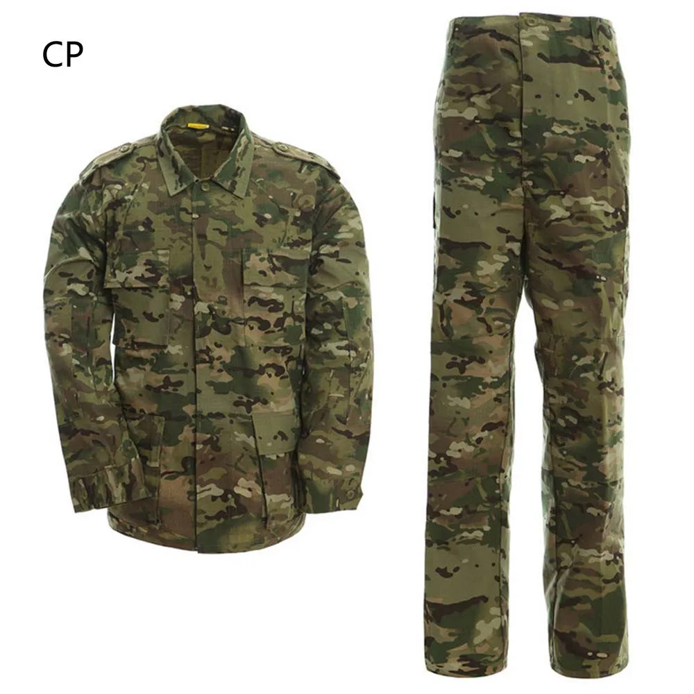 Wholesale Work Training BDU Uniforms Sets Outdoor Rip Top Khaki Camouflage Shirts Cargo Pants Men Tactical Uniform