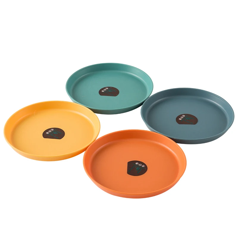 Factory cheap 4 pcs BPA free colorful durable round wedding party cake dessert snack plastic plate set