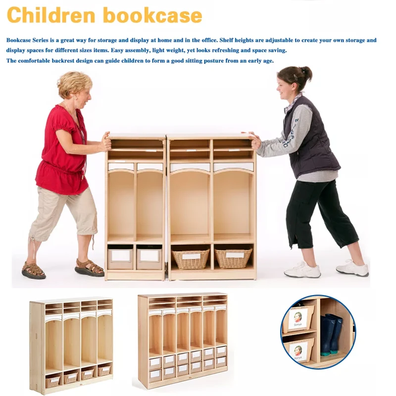 Montessori Kindergarten 3-Shelf Clothes Shoes Cubbies Lockers Nursery Daycare Classroom Cabinet Storages Furniture Sets
