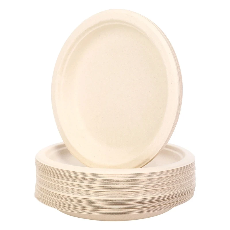 Compostable 100% Biodegradable Bagasse Plates  6 Inch  Sugarcane Disposable Plates Disposable Plates Paper