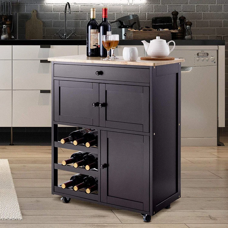 
New Product Furniture Wooden Kitchen Storage Trolley 