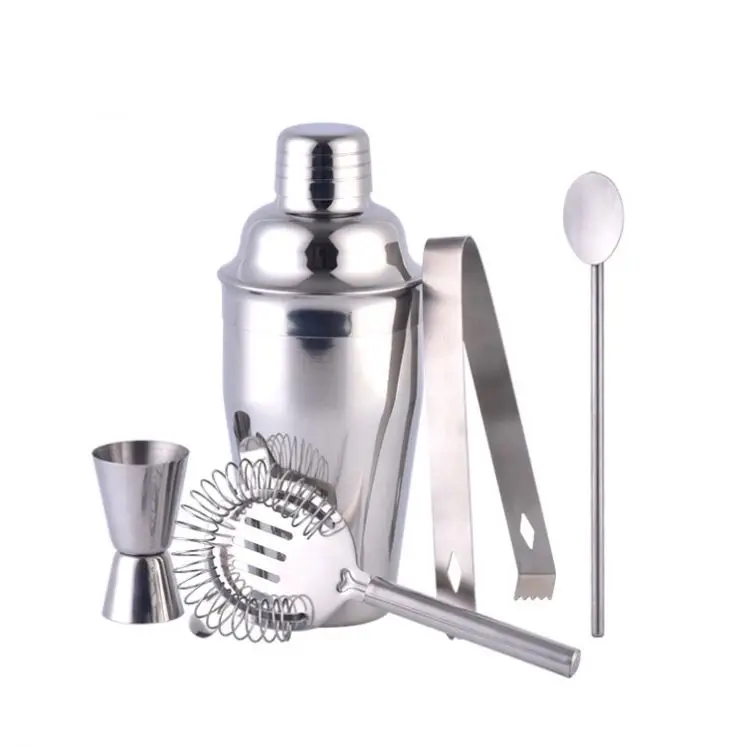 Stainless Steel Engraved Logo Metal Branded Cocktail Shaker Set Bar Sets Kits With White Box Packs