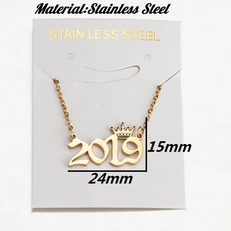 Kingcome Ins Metal Wind Niche Design Sense Sweater Chain Digital Necklaces Stainless Steel Year Crown Number Necklace