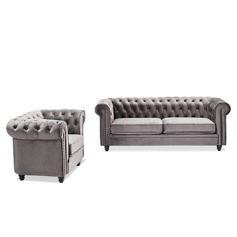 USA in stock drop shipping service home furniture grey color l shape velvet