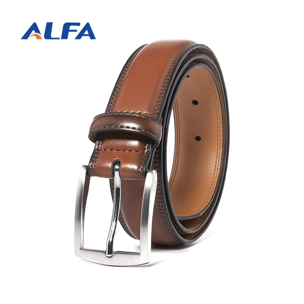 ALFA Alloy Vintage Men Genuine Cow Leather Designer Belts Manufacturer Man With Alloy Buckle