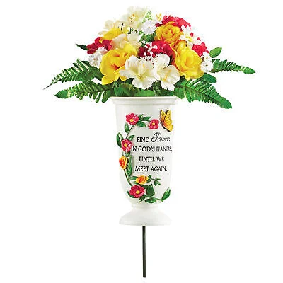 Handcrafts Custom wholesale Resin Angel Statue Memorial Grave Flower Holder Vase Garden Decoration