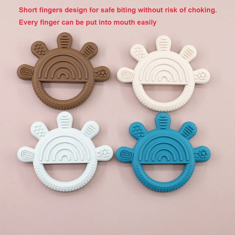 USSE Food Grade Safe bpa-free Silicone Palm Teether Baby, Palm Shape Colorful Teether Baby Kids Baby Teether
