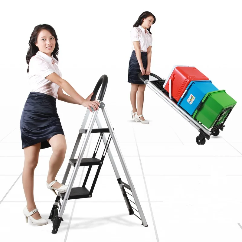 Handrail Household Ladder anti-slip homeuse Folding Aluminum multifunctional handling cart trolley step industrial ladder