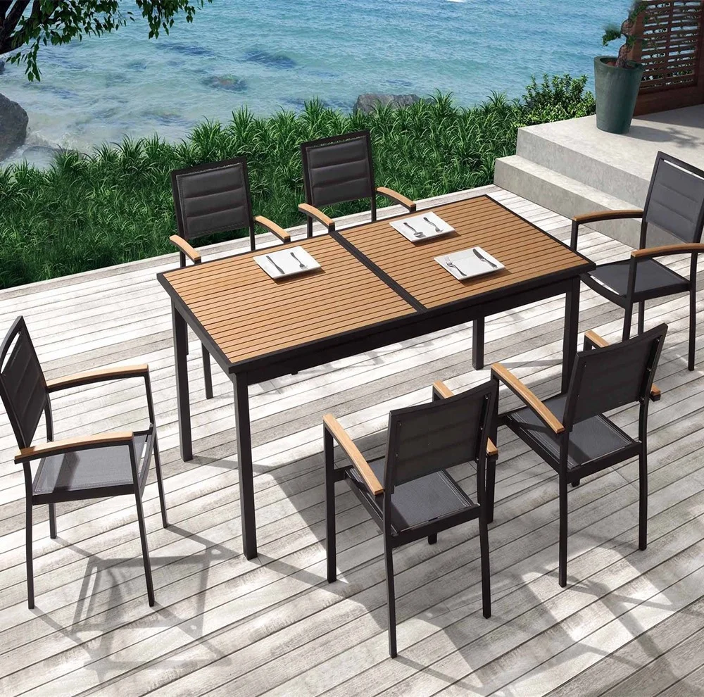 Weather Proof Poly Wood Aluminium Outdoor Furniture Set