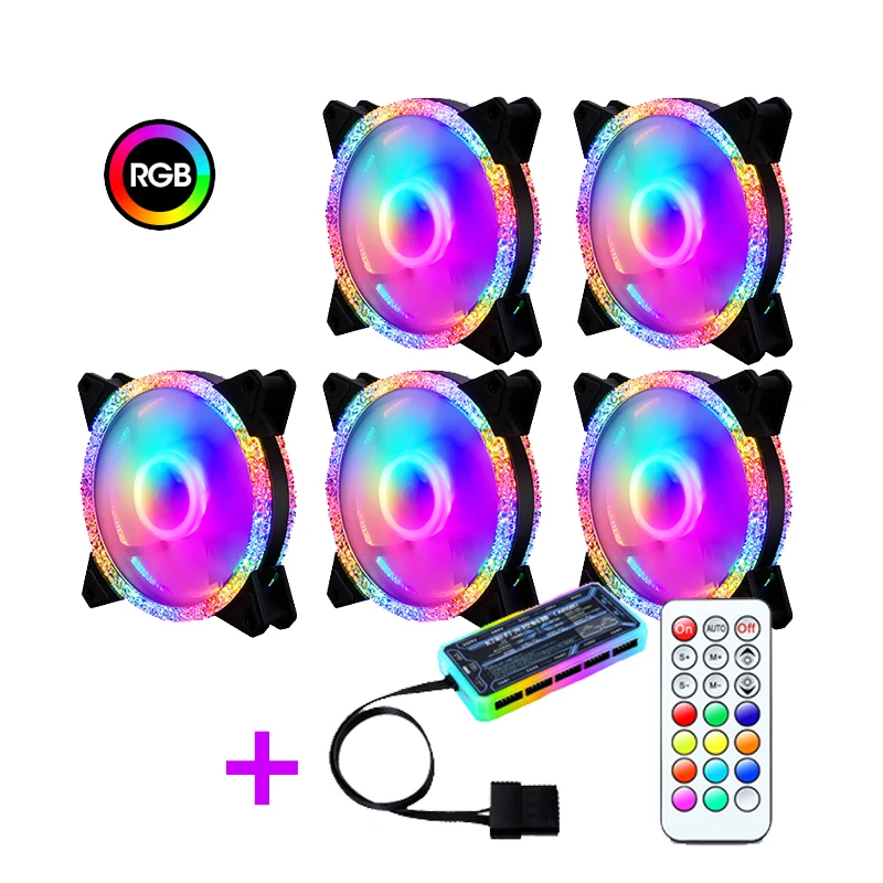 Цветной диодной подсветкой синхро ПК 120 мм RGB Вентилятор Комплект с контроллером для